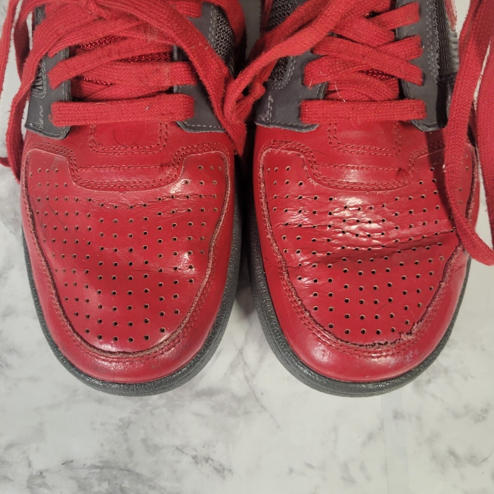 Nike High Top Sneakers Red Charcoal Grey Mesh Athletic Shoes Mens Basketball - Picture 2 of 10